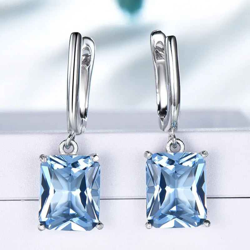 925 Sterling Silver Sky Blue Topaz Jewelry Set for Women