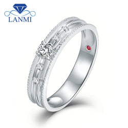 18K White Gold Diamond Ruby Wedding Band for Women