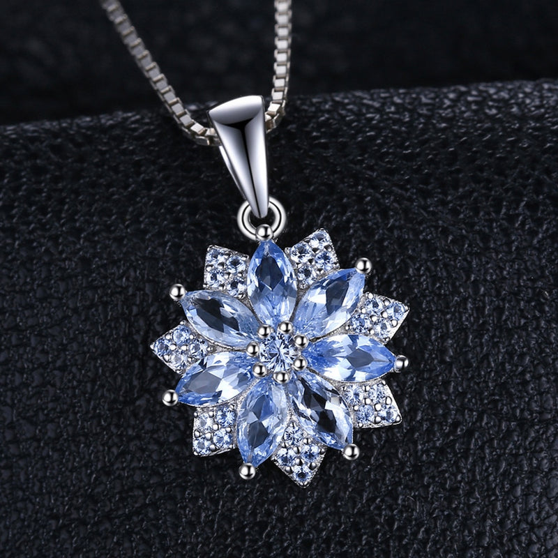 925 Sterling Silver Blue Spinel Pendant Necklace for Woman