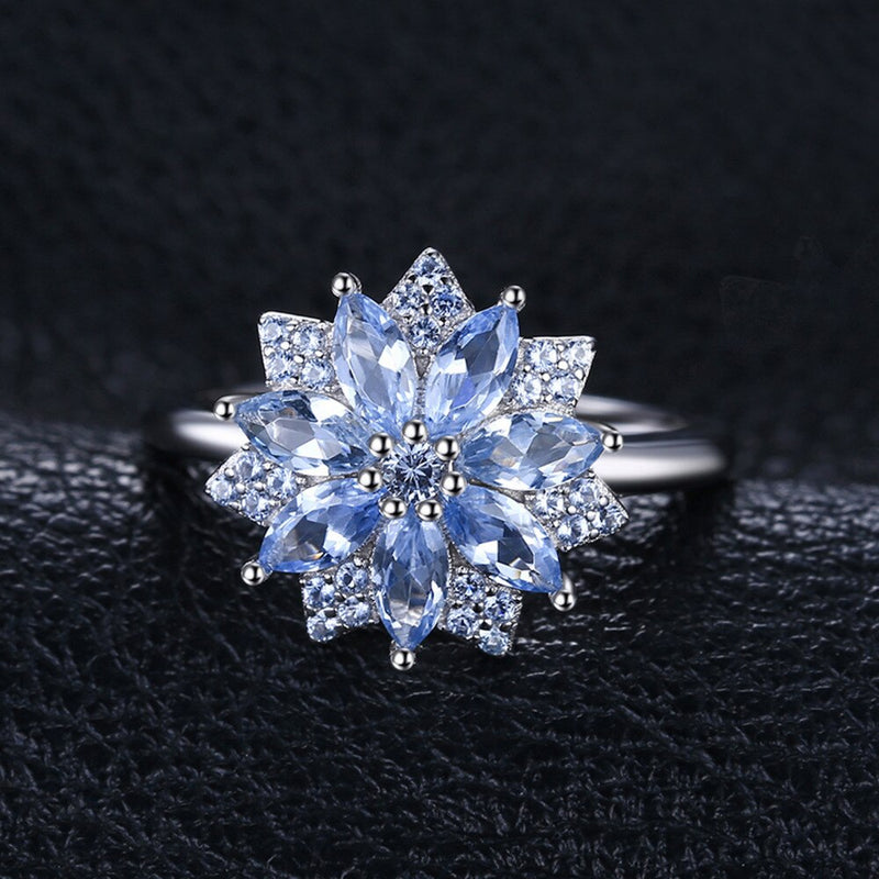 925 Sterling Silver Light Blue Spinel 1.2ct Cocktail Ring for Woman