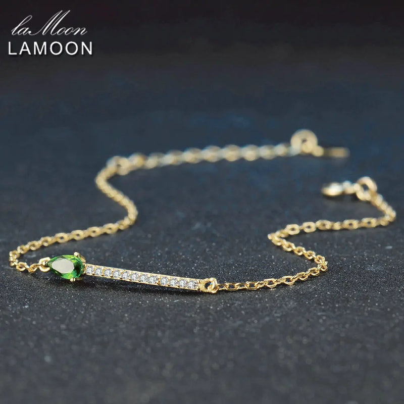 925 Sterling Silver Green Diopside Bracelet for woman