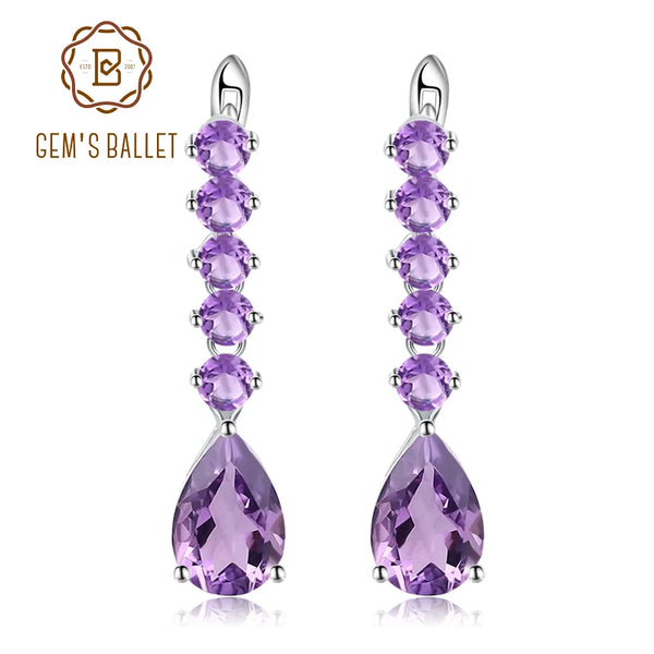 925 Sterling Silver Amethyst 8.91ct Drop Earrings For Women