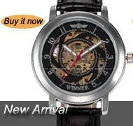 Golden Rectangle Dial Hollow Skeleton Mechanical Watch for Men