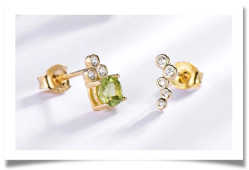 925 Sterling Silver Peridot Stud Earrings for Women