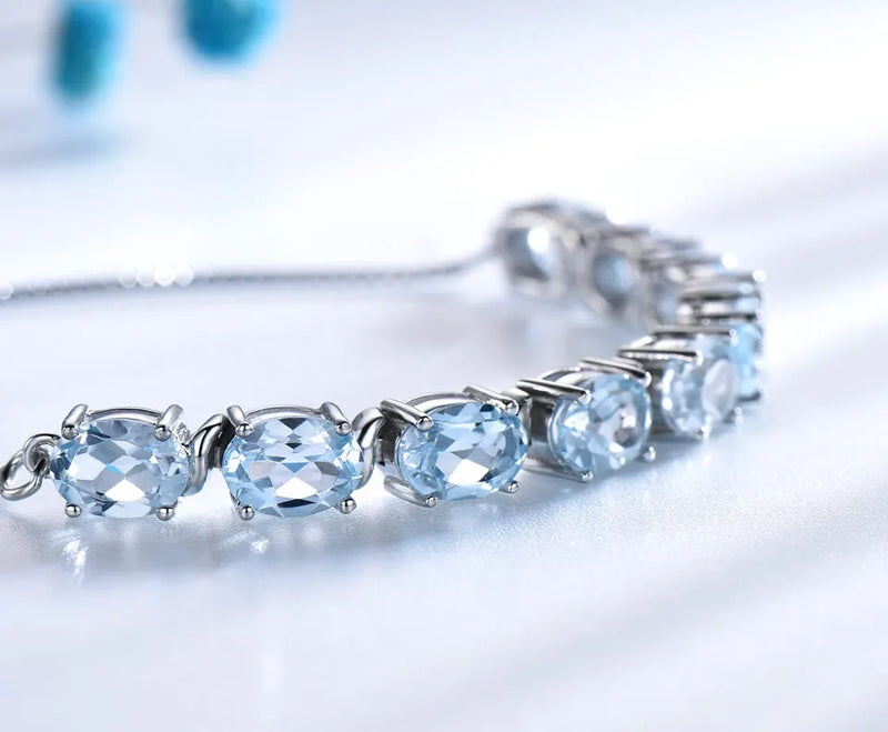 925 Sterling Silver Sky Blue Topaz Bracelet for Women