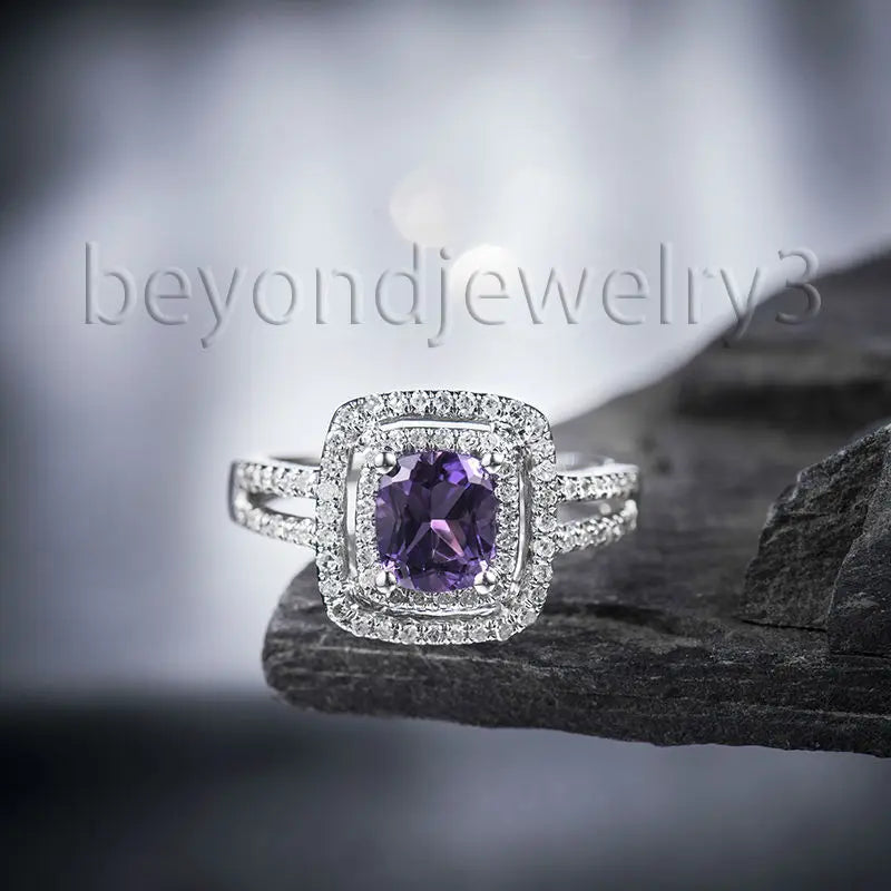 14kt White Gold Amethyst Engagement Ring For Women