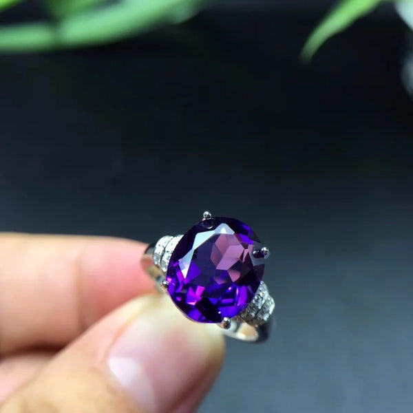 Silver 925 Amethyst Ring, 5 Carat, Authentic Color and Clean, for Women