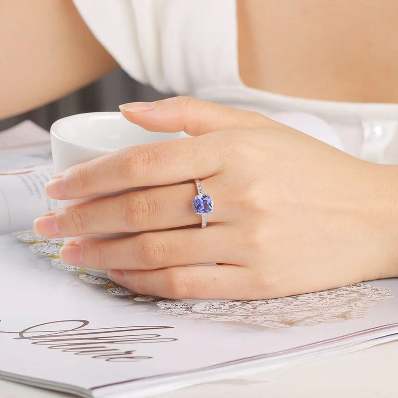 925 Sterling Silver Tanzanite Gemstone Ring for Women