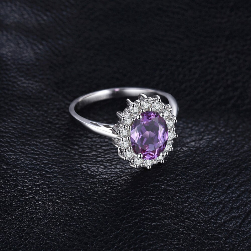 925 Sterling Silver Amethyst Halo Ring for Woman