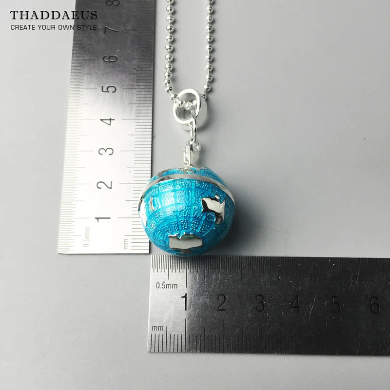 Sterling Silver Globe Pendant Necklace for Men & Women