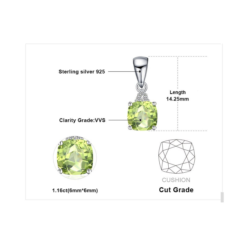 925 Sterling Silver Peridot Pendant Necklace for Woman