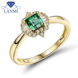 14kt Yellow Gold Emerald and Diamond Engagement Ring for Her