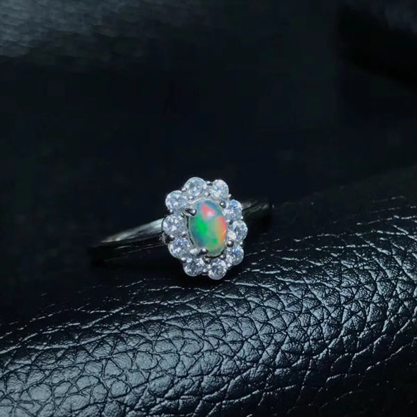 925 Silver Adjustable Size Opal Ring for Woman