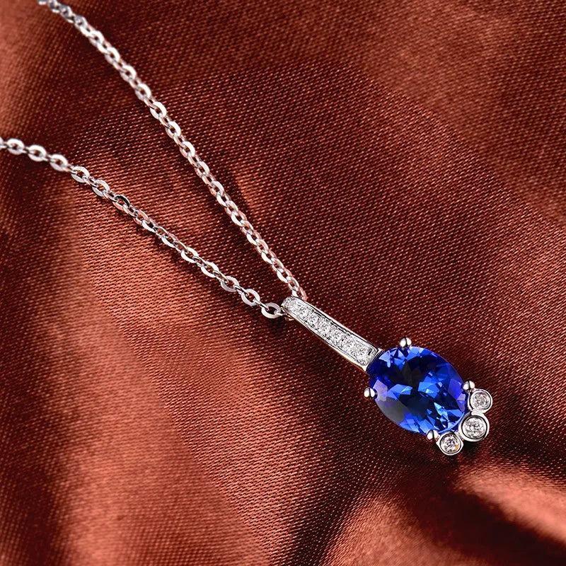 18K White Gold Tanzanite Pendant Necklace