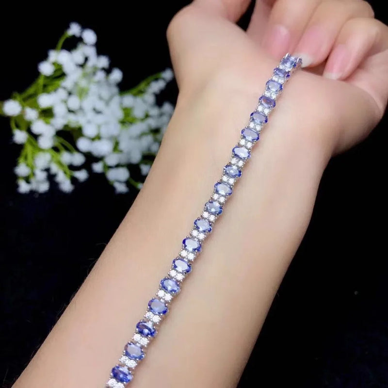 925 Silver Tanzanite Bracelet, 3mm x 5mm, for Women