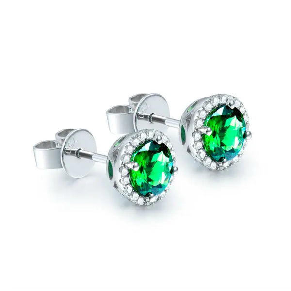 18K White Gold Tsavorite Gems Earrings for Girl