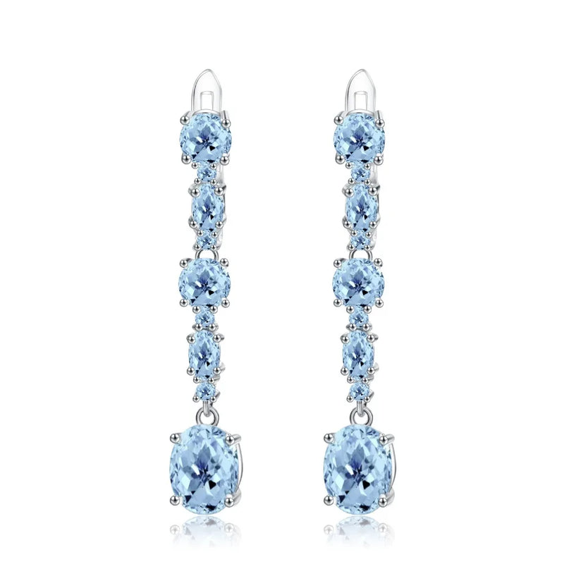 925 Sterling Silver Sky Blue Topaz Drop Earrings for Women