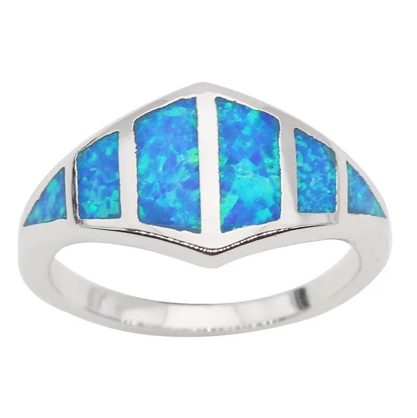 925 Sterling Silver Blue Opal Ring for Women and Men