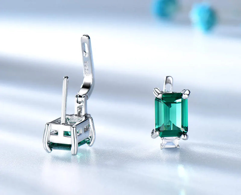 Sterling Silver 0.60 ctw Nano Emerald Clip Earrings for Her