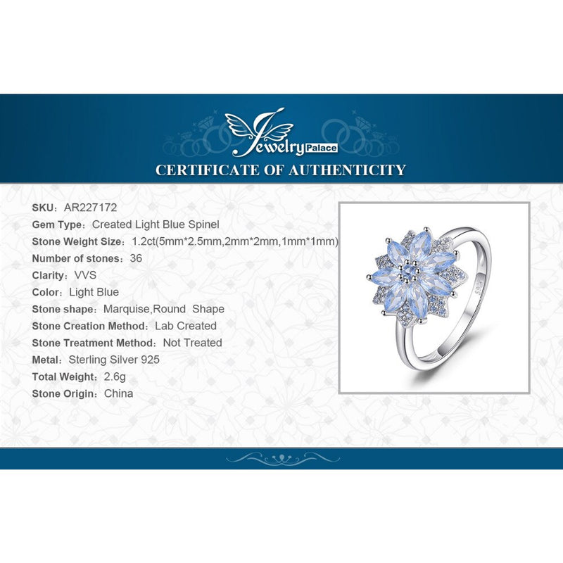 925 Sterling Silver Light Blue Spinel 1.2ct Cocktail Ring for Woman