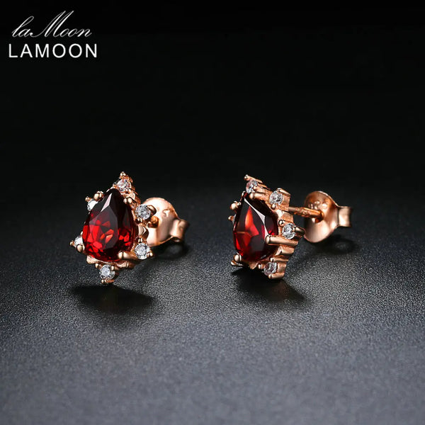 925 Sterling Silver Garnet Gemstone Earrings for Women