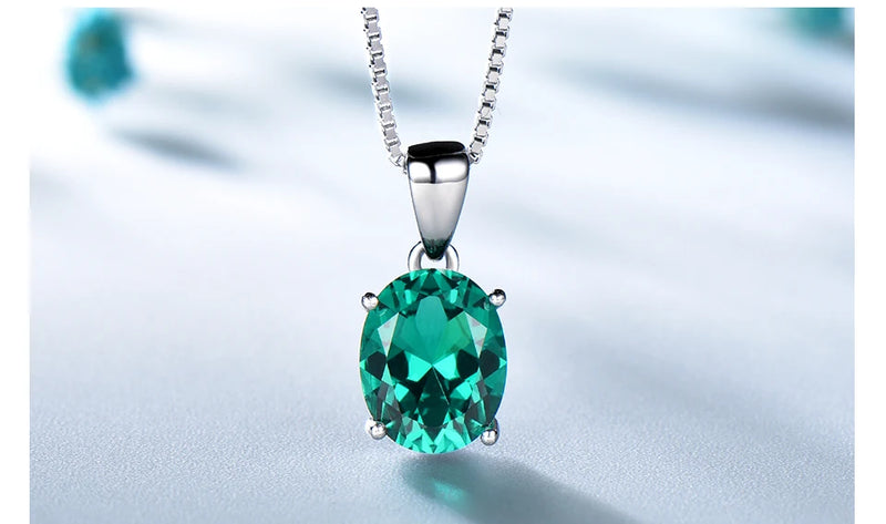 Sterling Silver Emerald Ring and Pendant Set for Women