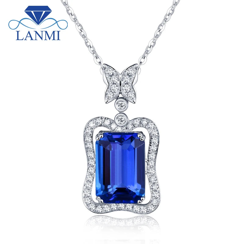 18Kt Au750 White Gold Tanzanite Diamond Pendant for Women