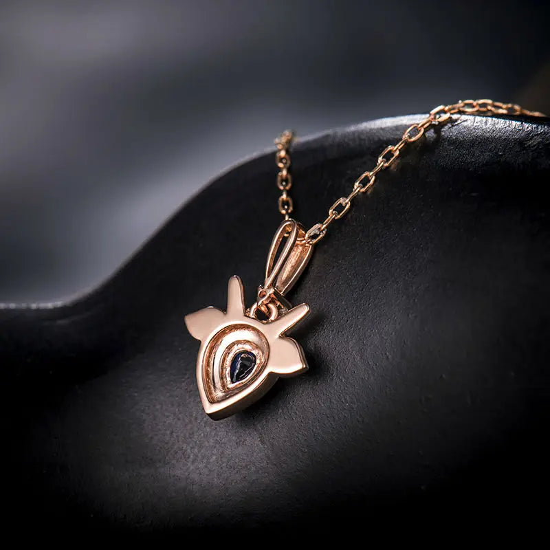 18K Rose Gold Sapphire Pendant for Women