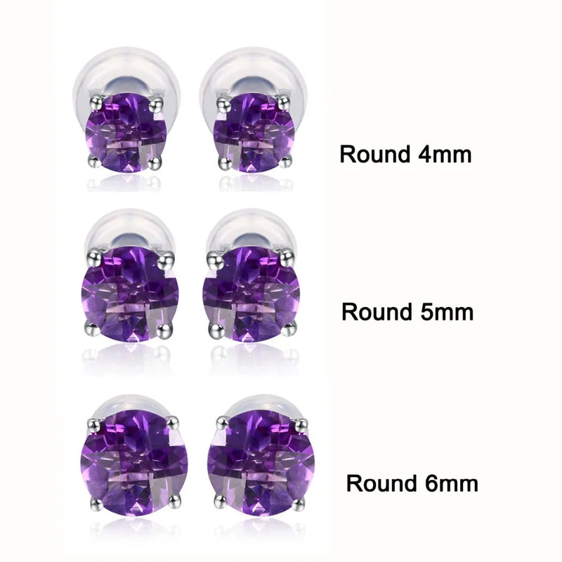 14K White Gold Amethyst Stud Earrings for Women