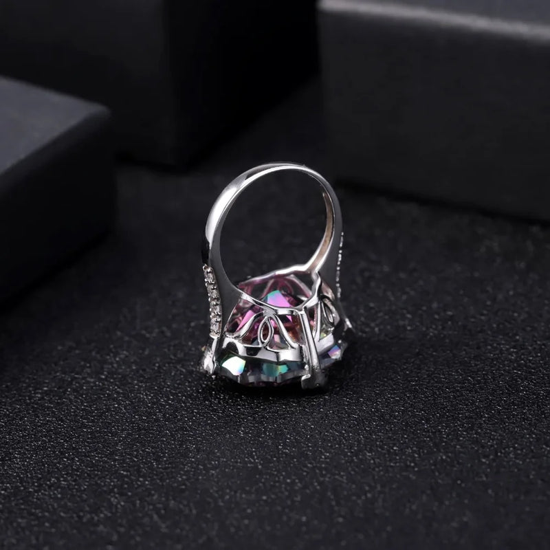 Sterling Silver Rainbow Mystic Quartz Cocktail Ring for Women