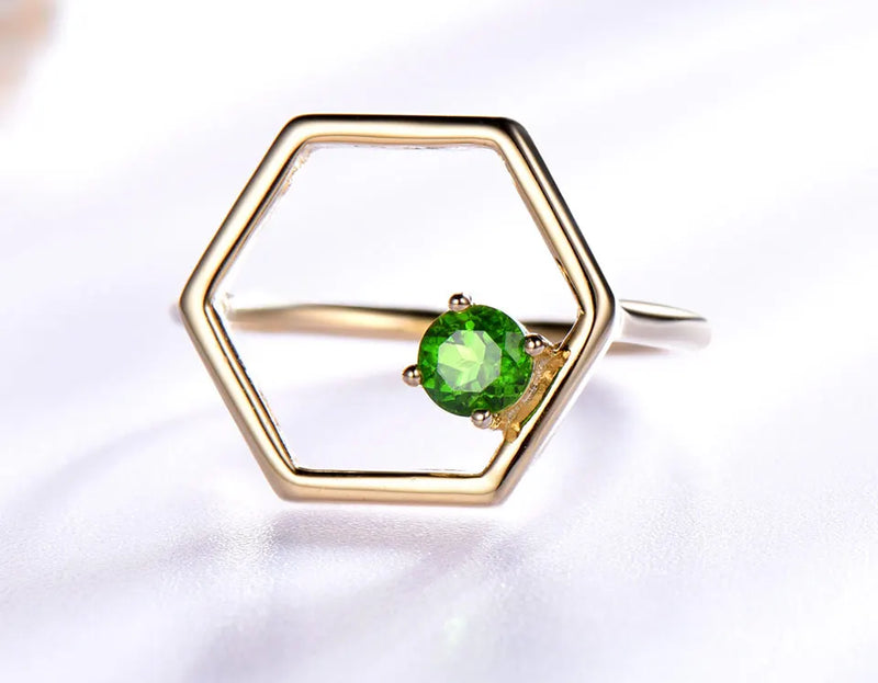 925 Sterling Silver Diopside Ring for Women