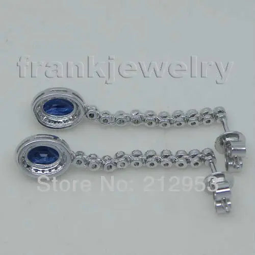 14kt White Gold Natural Sapphire Drop Earrings