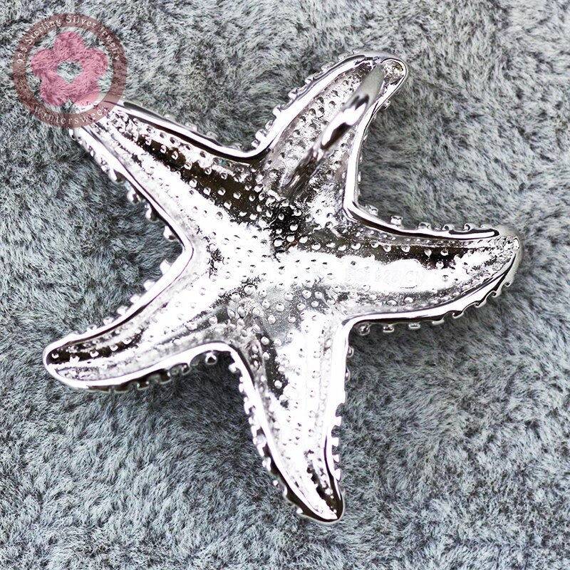 Sterling Silver Blue Opal Gemstone Sea Star Pendant for Women & Men