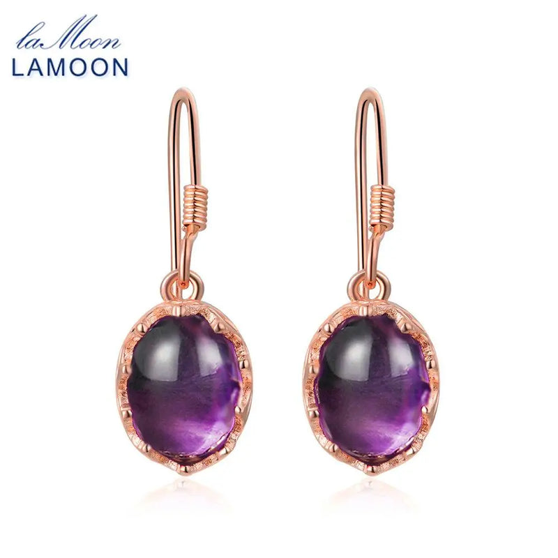 Sterling Silver 2.7ctw Oval Purple Amethyst Drop Earrings for Women