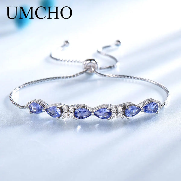 925 Sterling Silver Tanzanite Tennis Bracelet for Women