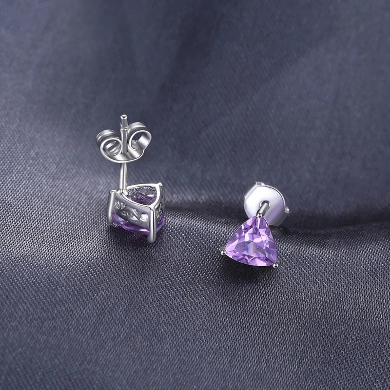 925 Sterling Silver Purple Amethyst Stud Earrings for Women