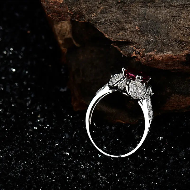 14K White Gold Ruby Wedding Ring for Women