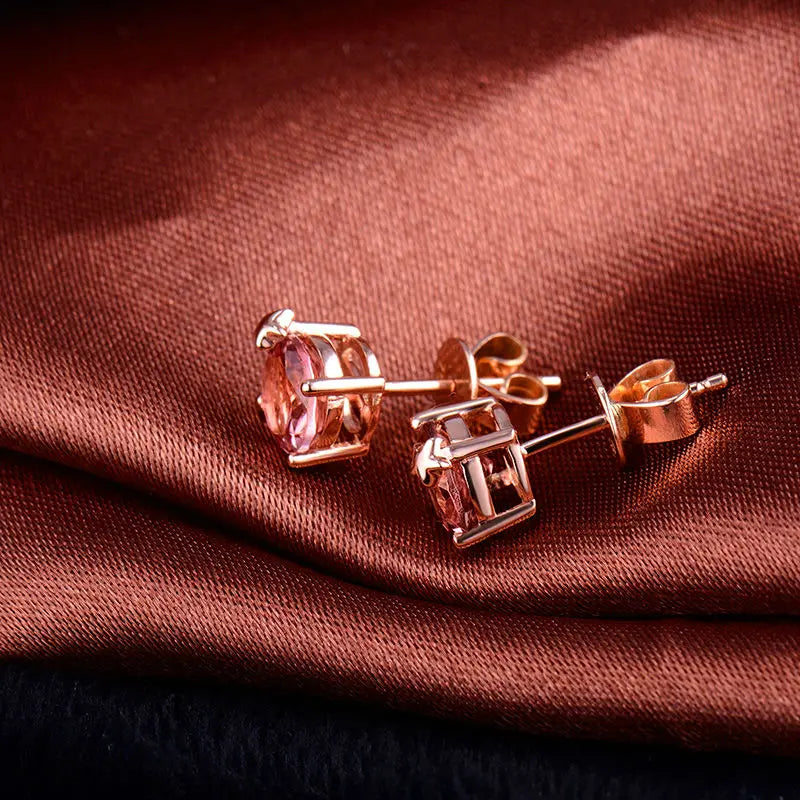 18K Rose Gold Natural Tourmaline Earrings Stud Earrings, 0.60ctw Women's