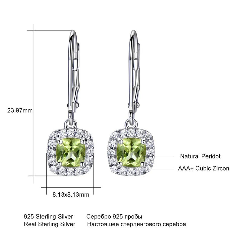 925 Sterling Silver Peridot Earrings for Women