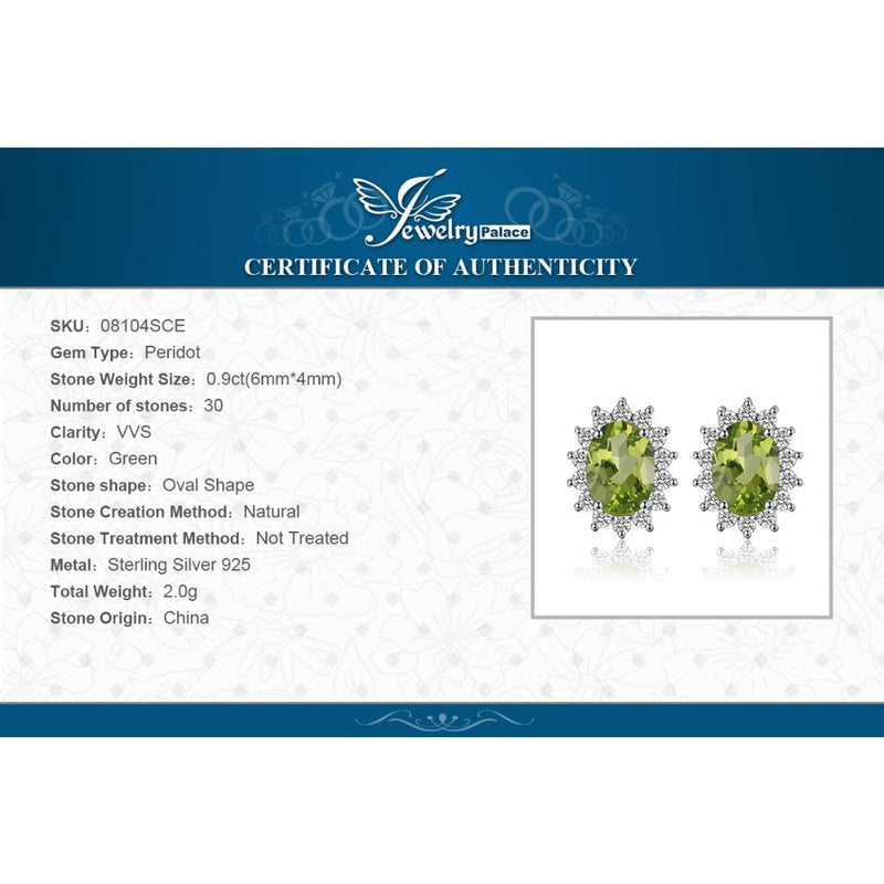 Sterling Silver Peridot Halo Stud Earrings for Woman