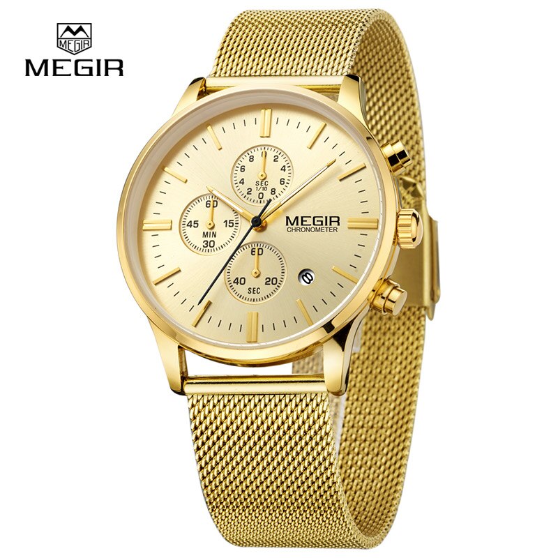 Stainless Steel Quartz Watch with Mesh Band for Men