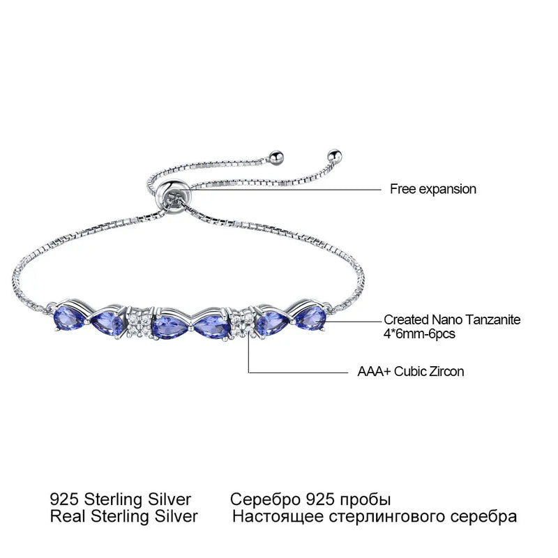 925 Sterling Silver Tanzanite Tennis Bracelet for Women