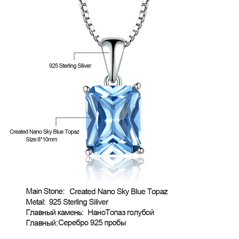 sterling silver nano blue topaz pendant necklace for women