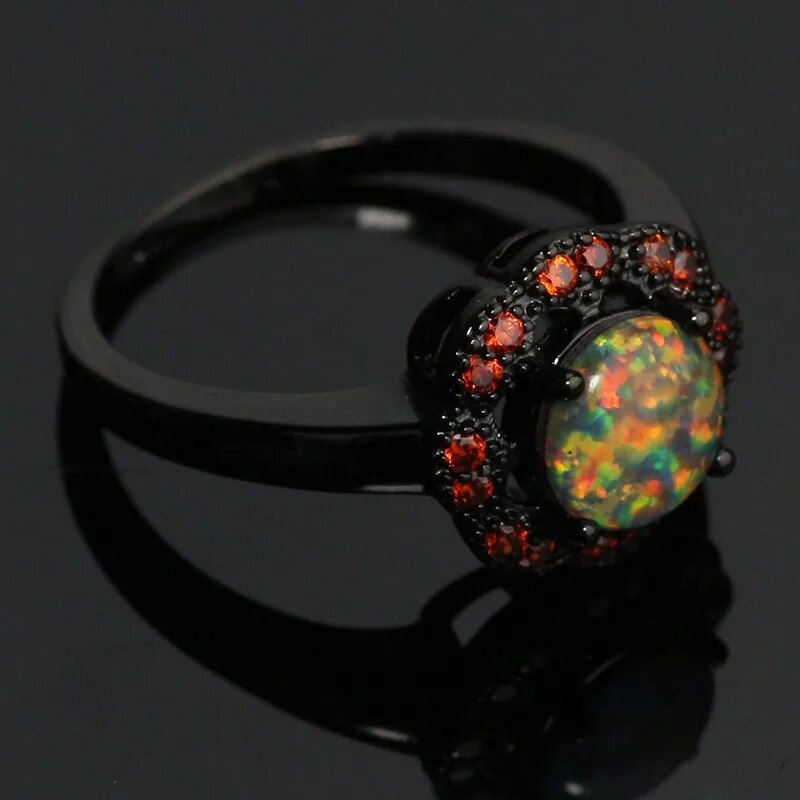 Gold Filled Fire Opal Ring for Women