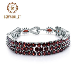 Sterling Silver Natural Red Garnet Bracelet for Women