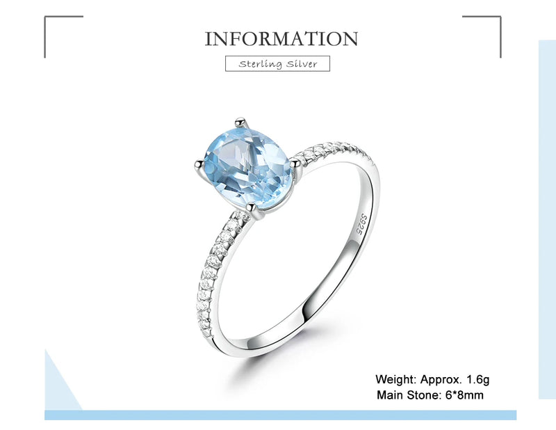 Sterling Silver Sky Blue Topaz Solitaire Ring for Women