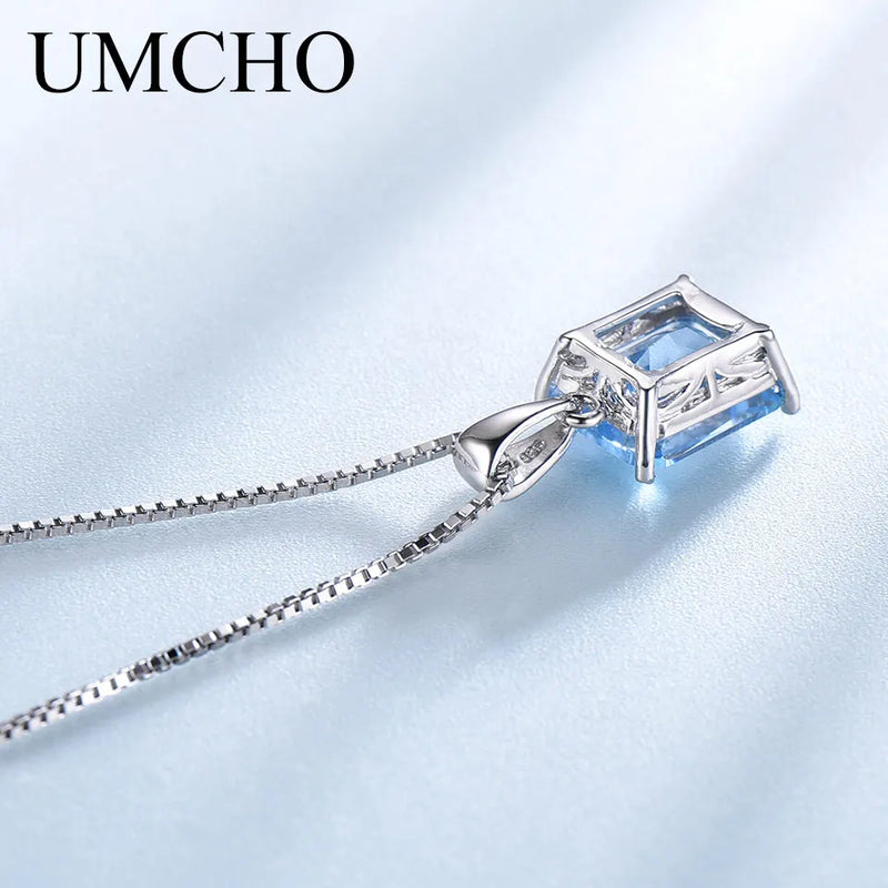 sterling silver nano blue topaz pendant necklace for women