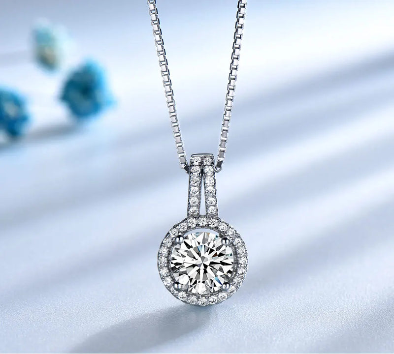 925 Sterling Silver Cubic Zircon Pendant Necklace for Female