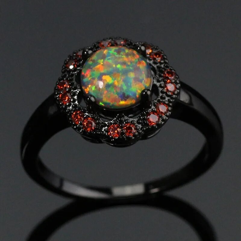 Gold Filled Fire Opal Ring for Women