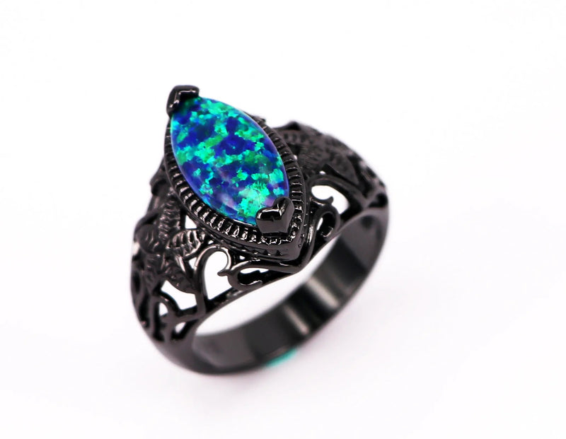 Gold Filled Dark Multi Colors Opal Cocktail Ring for Women